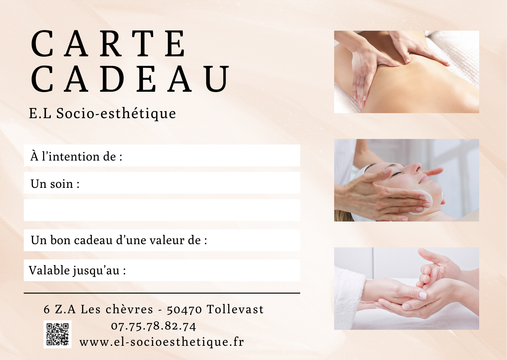 Bon cadeau offre institut beaute bien etre detente photos illustration simple elegant moderne 1